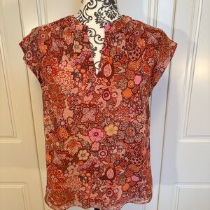 RACHEL Rachel Roy lined short-sleeved blouse in autumn-coloured floral print SM